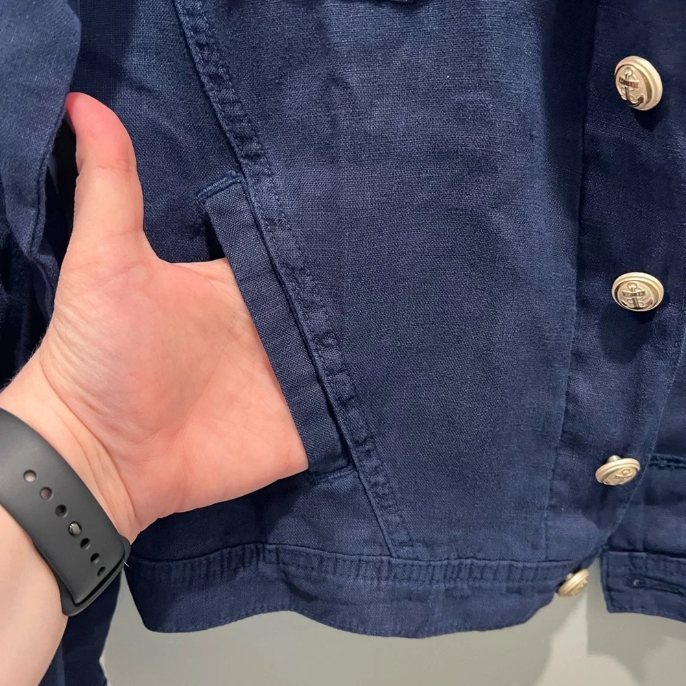 L’AGENCE Celine Linen Jacket -Marine